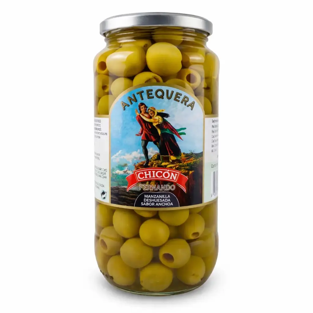 Aceitunas manzanilla sabor anchoa sin hueso Chicon 450g