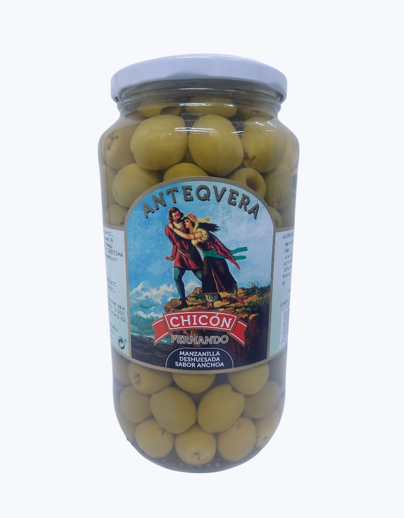 Aceitunas manzanilla sabor anchoa sin hueso Chicon 450g