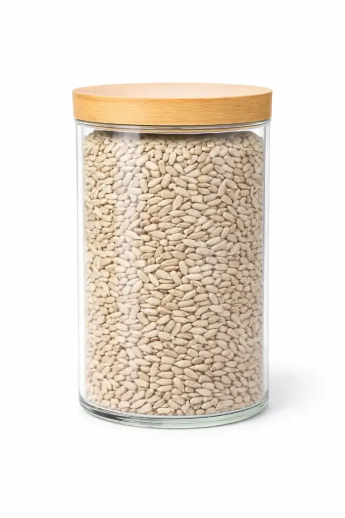 Pipas peladas de girasol crudas