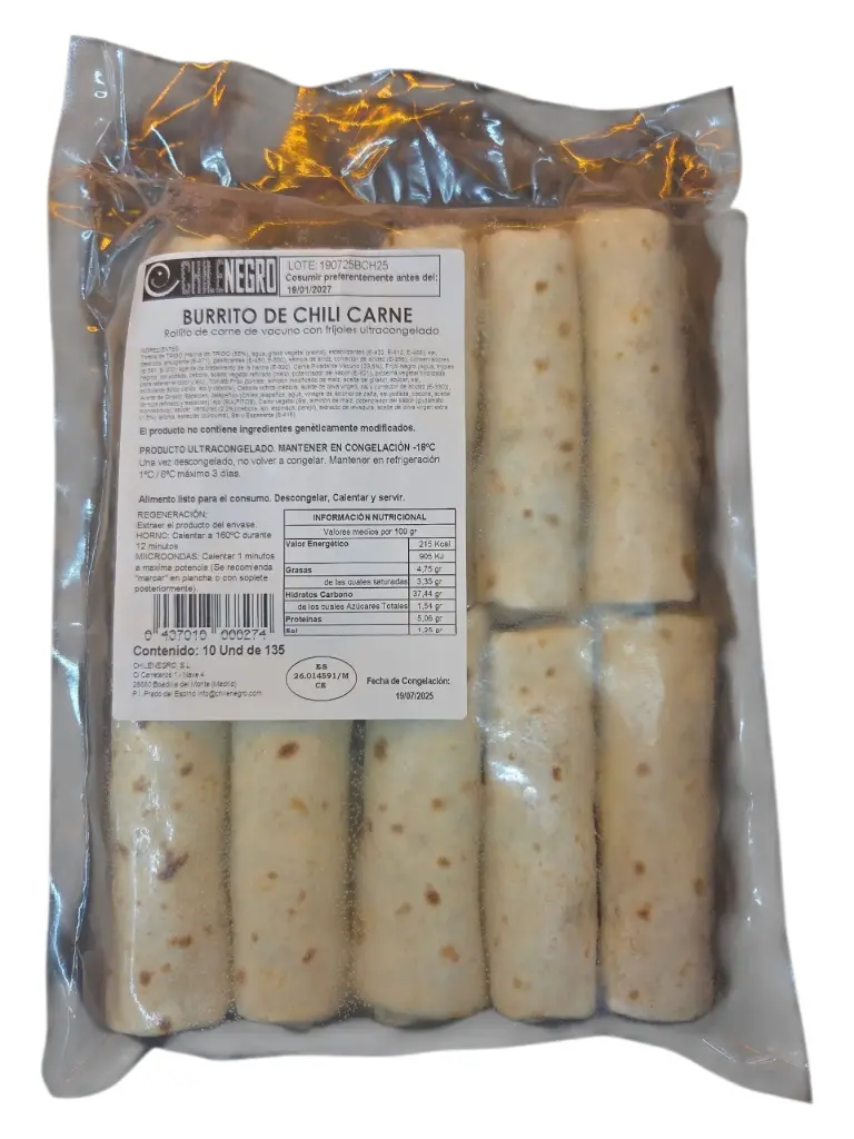 Burrito de Chili con Carne 10 uds x 135 g
