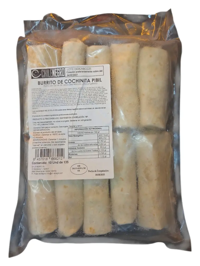 Burrito de cochinita pibil 10uds x 135g