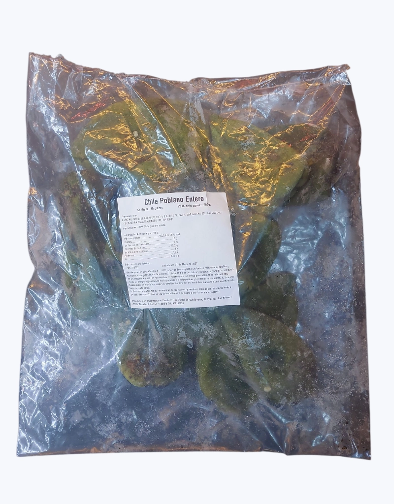 Poblano asado congelado 10ud