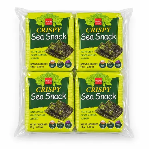 [1002785] Snack de Algas Oliva y Sal Wang 4 x 10 g 